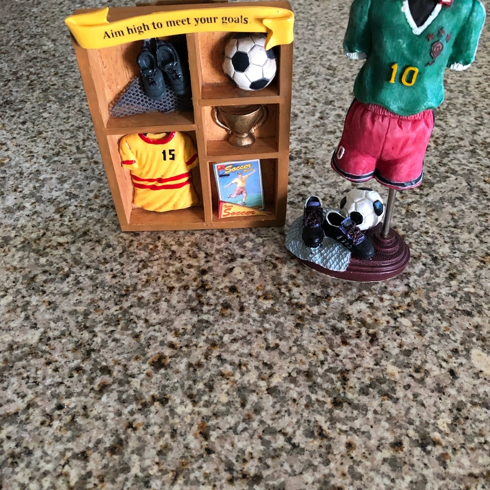 Soccer Statue & Shadow Box NWT